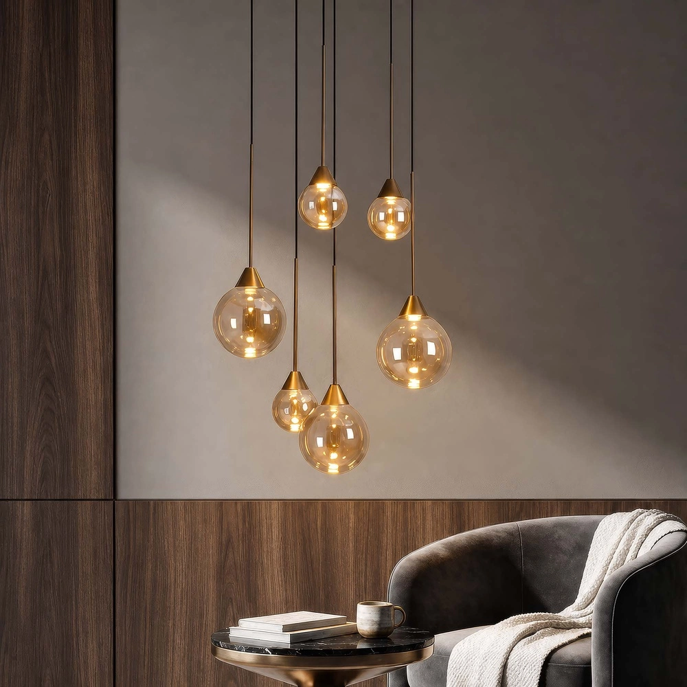 Lampe pendante de conception Opux Lux Bronze à 6 lumières Searchlight 5,05342E+12