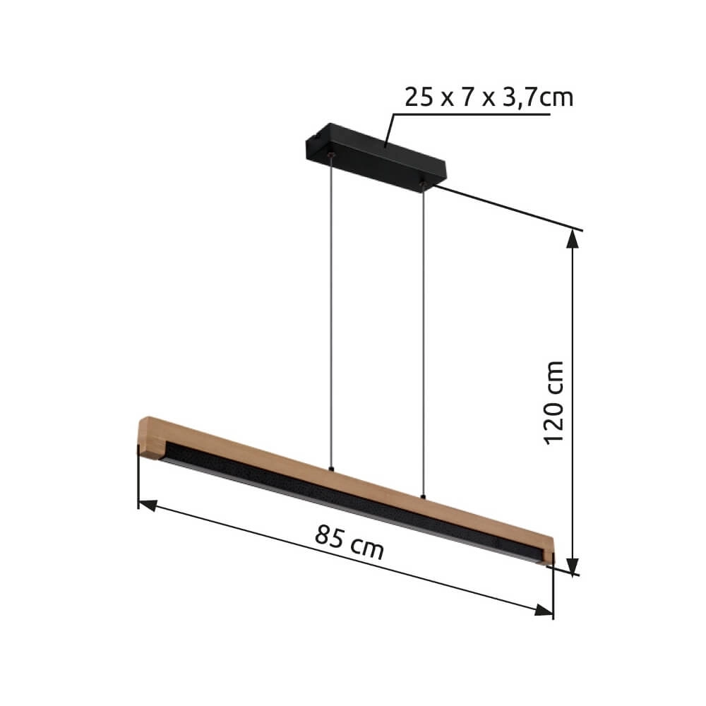 Suspension design Starla noir avec bois 85cm Globo 9007371456291