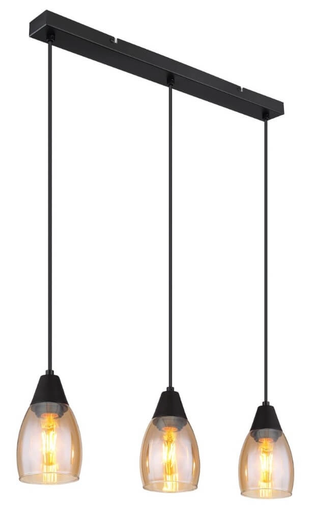 Lampe suspendue 3 lumières Reid verre ambré Lampe suspendue 3 lumières Reid verre ambré