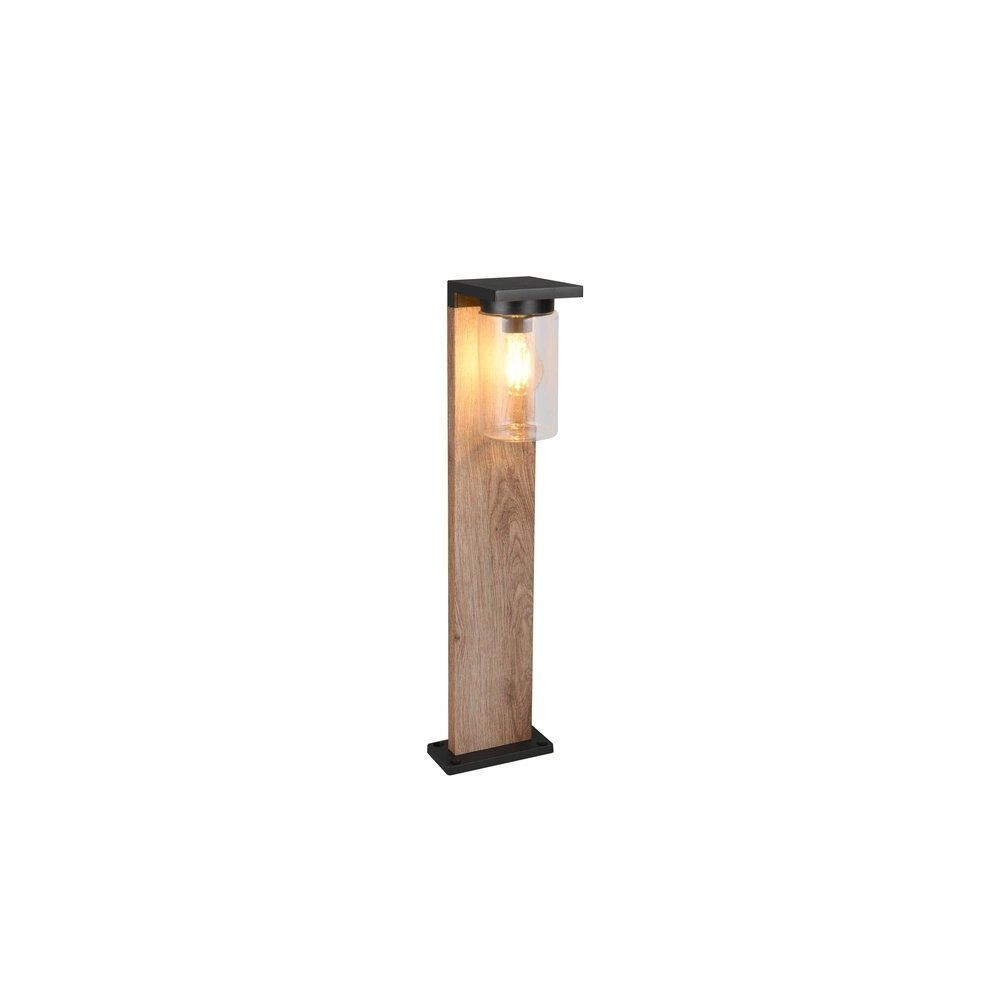 Lampe de jardin Ardila noir avec bois 65cm