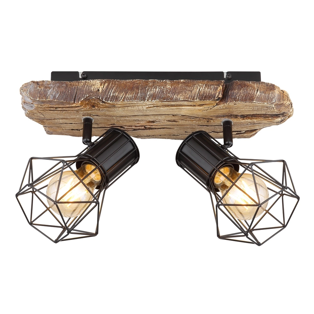 Lampe de plafond Priska 2-noir clair avec bois Globo 9007371442362