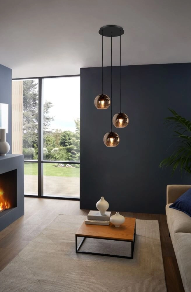 Lampe suspendue 3 lumières Lemorieta noir Stars of Light 9002759396855
