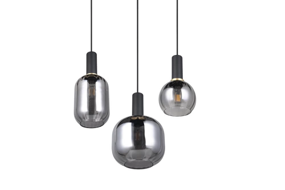 Lampe suspendue pour salle à manger Diva 3 lumières - verre fumé Trio 4017807614565