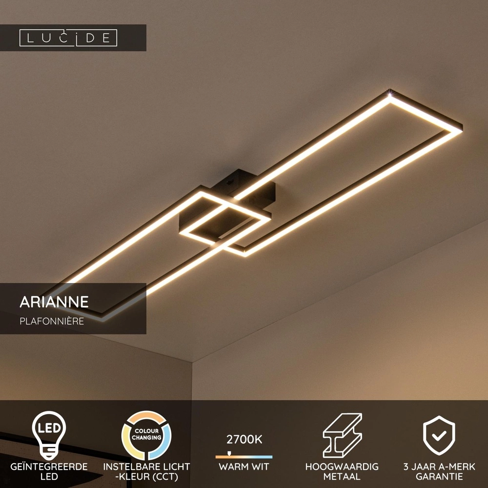Lampe de plafond à design Arianne Noir allongé Lucide 5411212530905