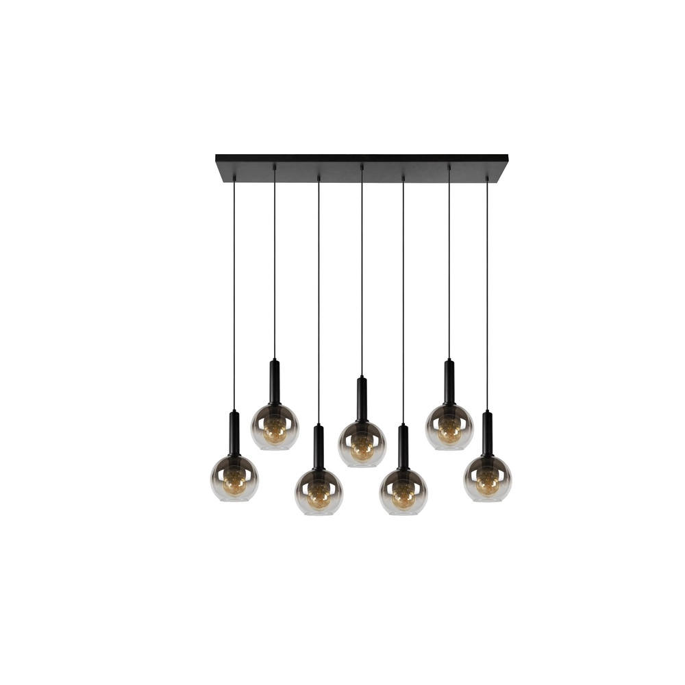 Lampe suspendue Marius Noir à 7 lumières