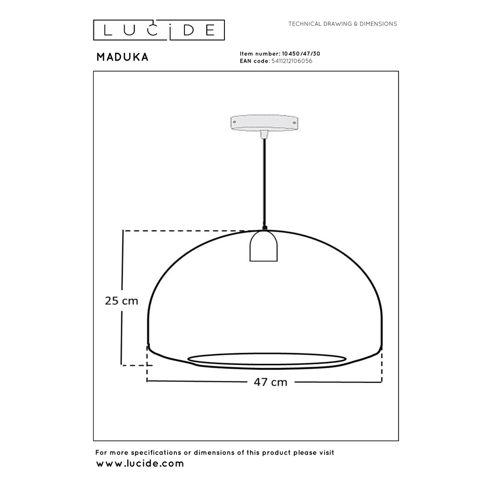 Lampe suspendue en herbe marine Maduka Ø 47cm - noir Premium by Lucide 5411212106056