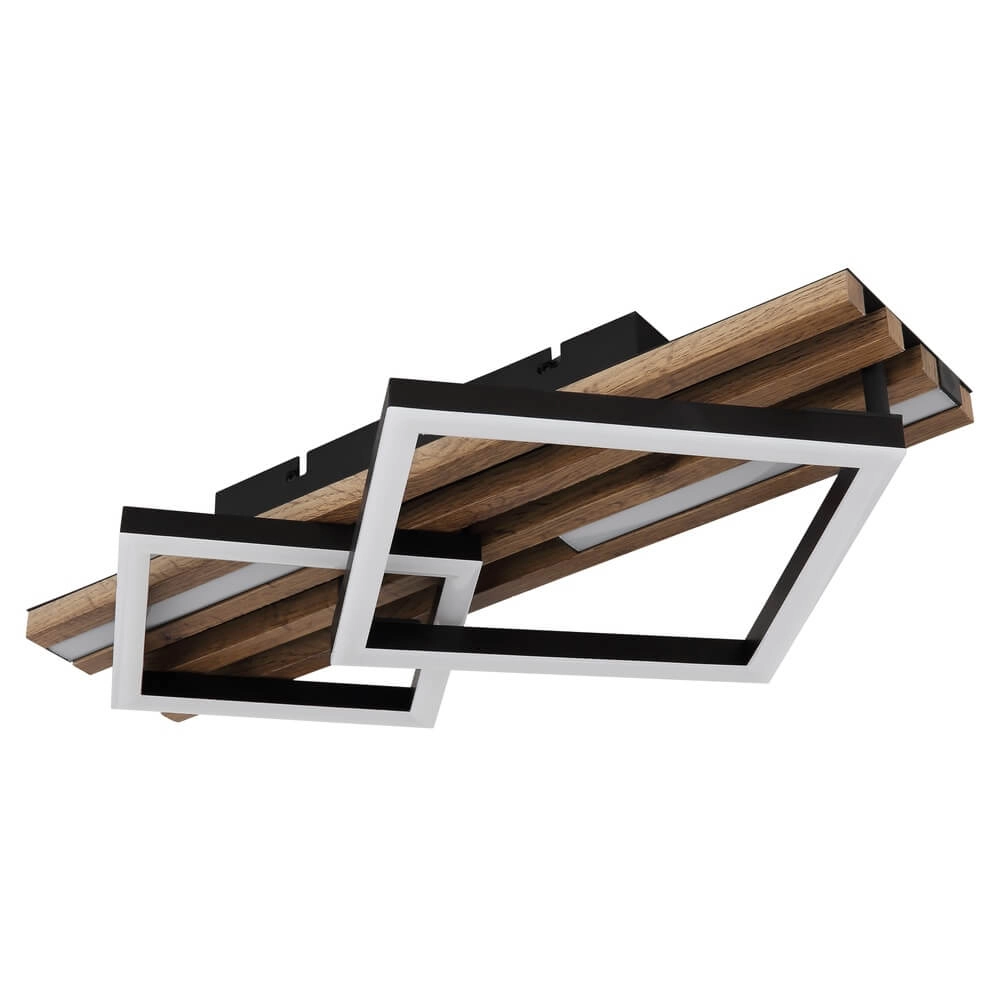 Plafonnier Obrien Noir avec bois 2-lightest Globo 9007371512300