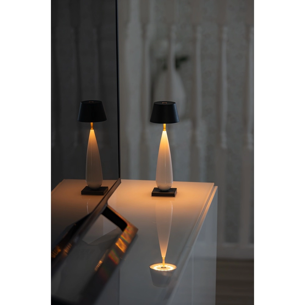 Lampe de table rechargeable Frejus noir avec céramique KonstSmide 7318300030348