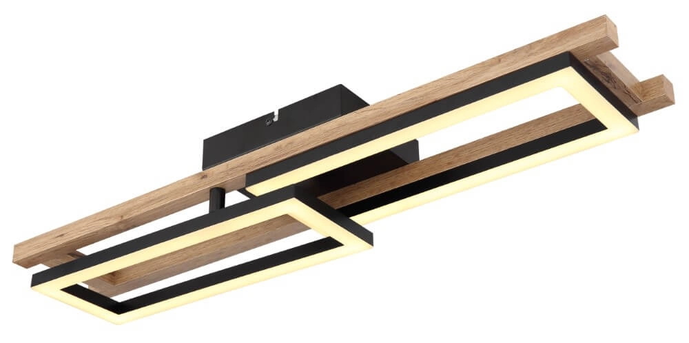 Plafonnier Illa noir avec du bois Plafonnier Illa noir avec du bois