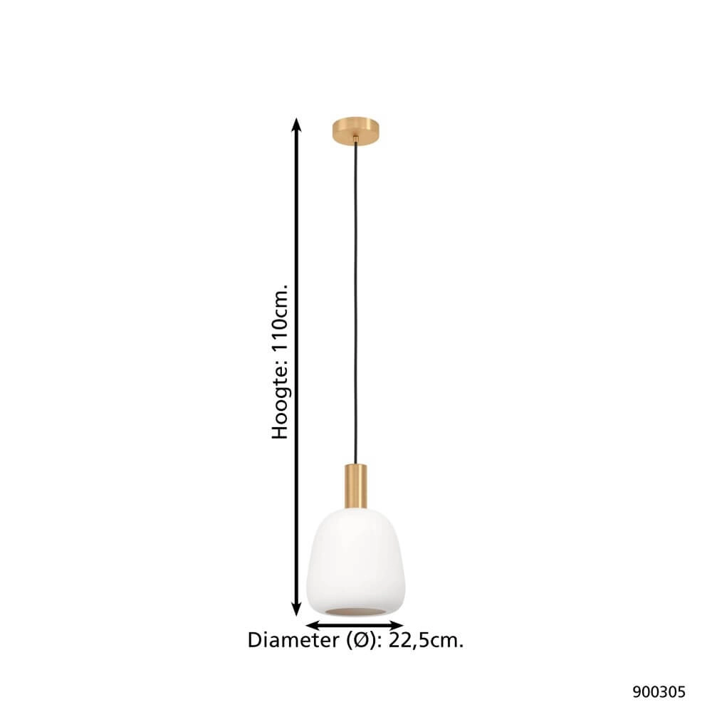 Lampe suspendue dorée Manzanares avec verre blanc Eglo 9008606235902