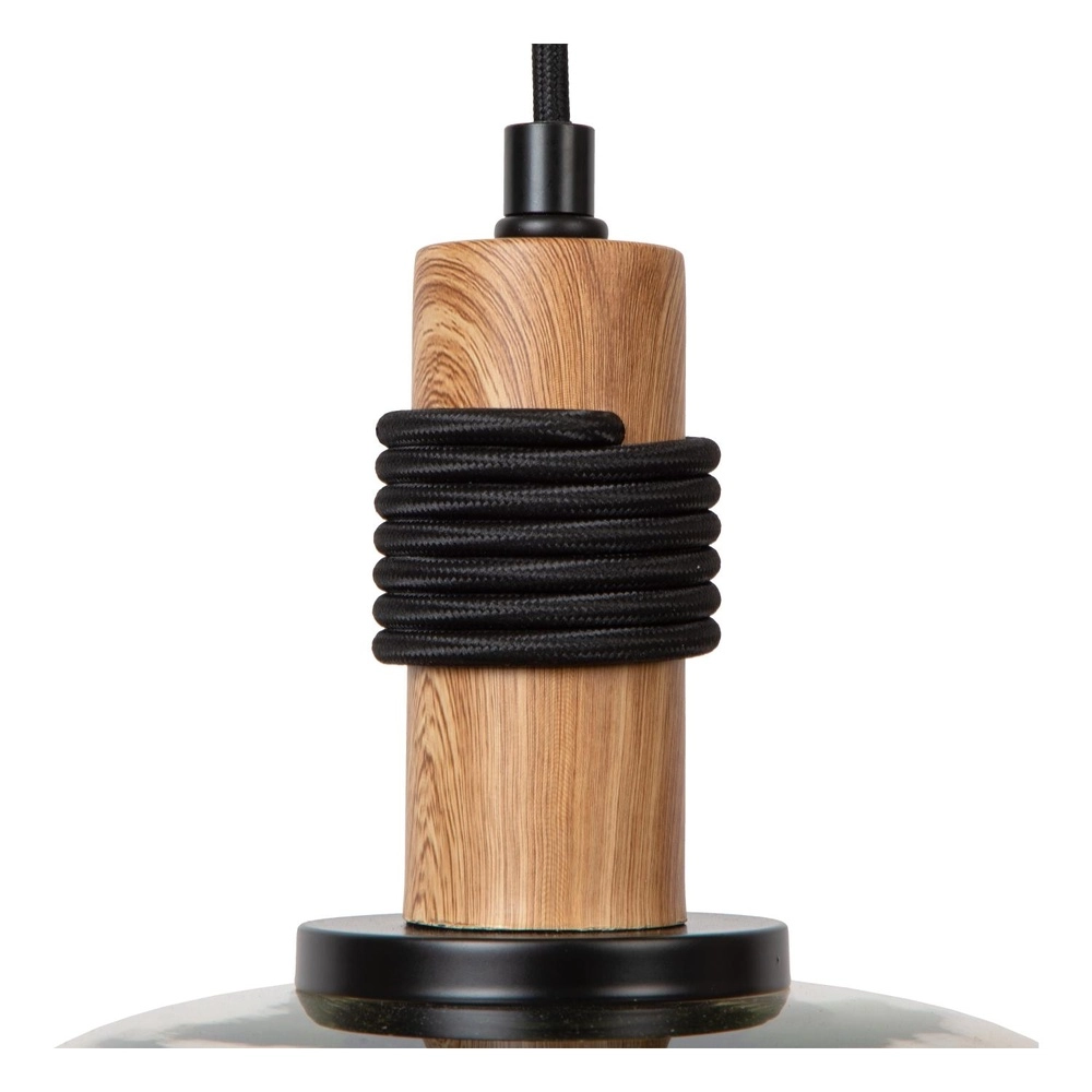 Lampe suspendue Ilona Ø 22cm noir avec verre ambré Lucide 5411212452665