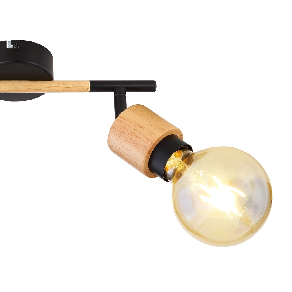 Lampe de plafond Jorna 2-noir clair avec bois Globo 9007371402281