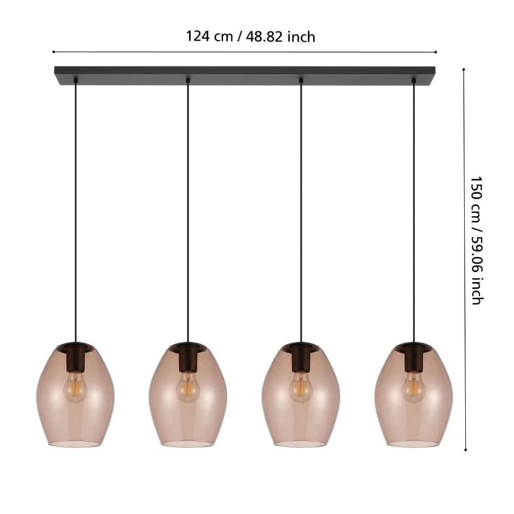 Lampe à suspension en verre ambré Estanys 1 4 lumières Stars of Light 9008606235957