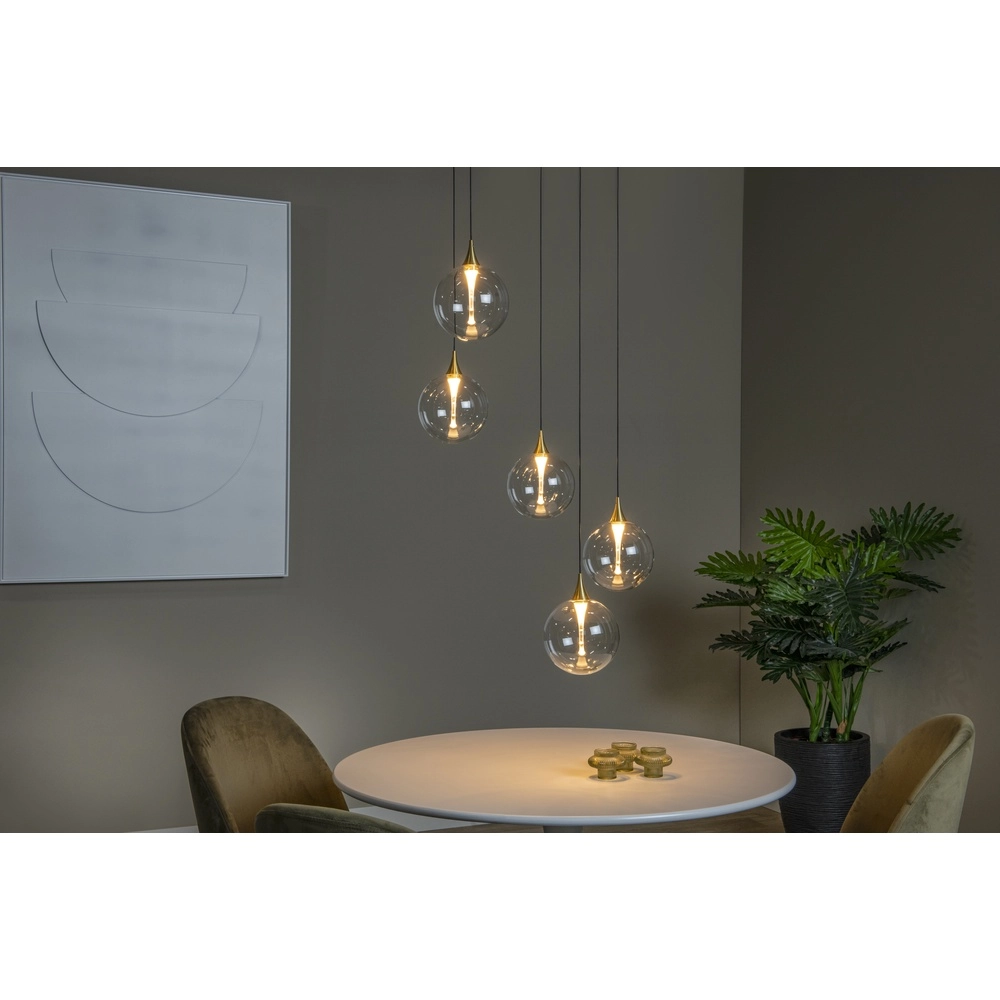 Suspension LED de conception Gisela transparent - 5x Ø 16cm Premium by Lucide 5411212134806