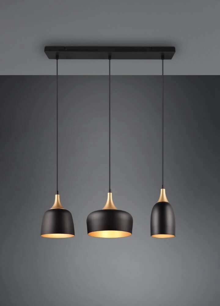 Lampe suspendue design Chiraz noir à 3 lumières Trio 4017807566826