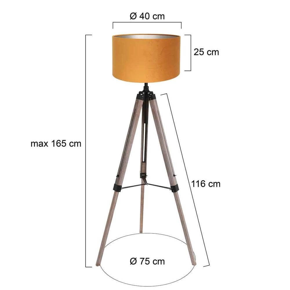 Lampadaire trépied Triek avec capuche doré Steinhauer 8712746176131