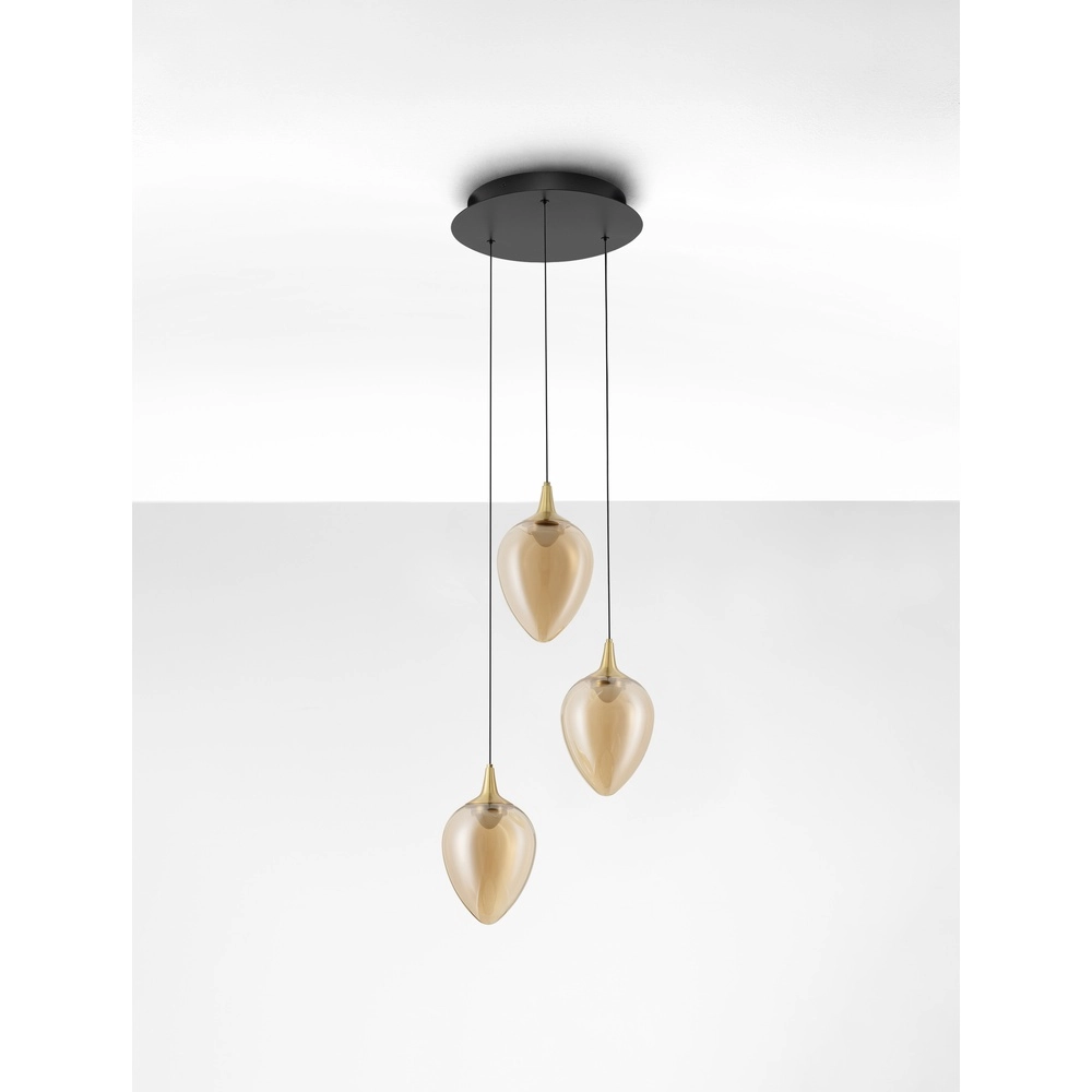 Suspension Nali Verre ambré à 3 lumières Lyora 5212017477774