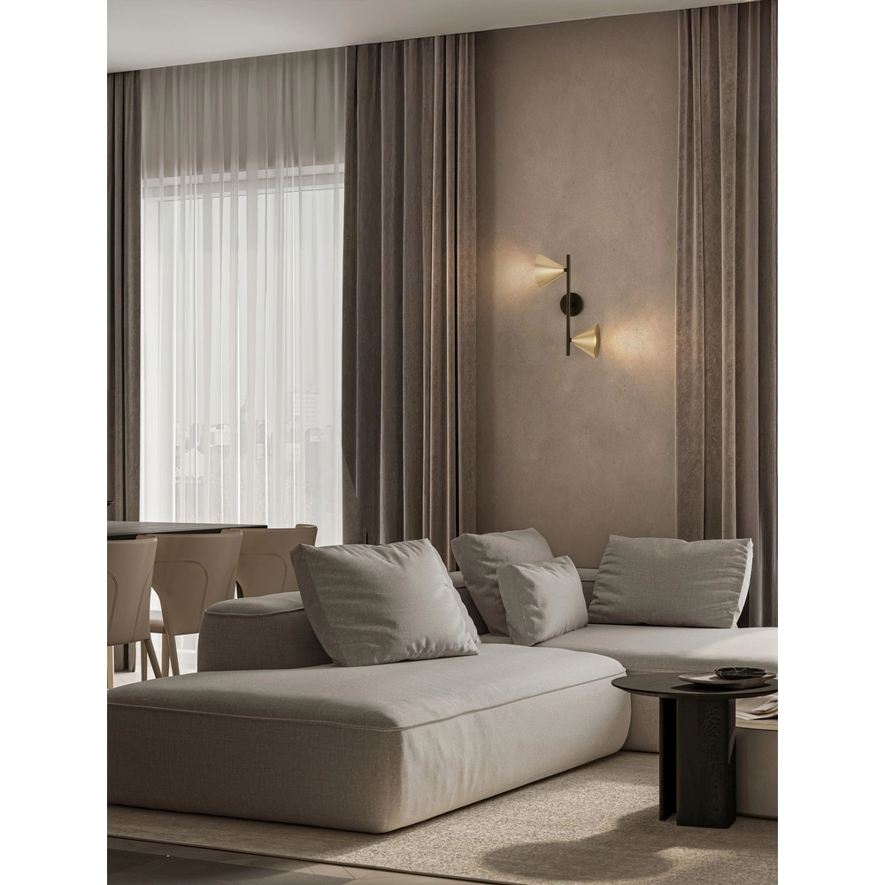 Applique murale Conico Double Noir avec Or Lyora 5212017475398