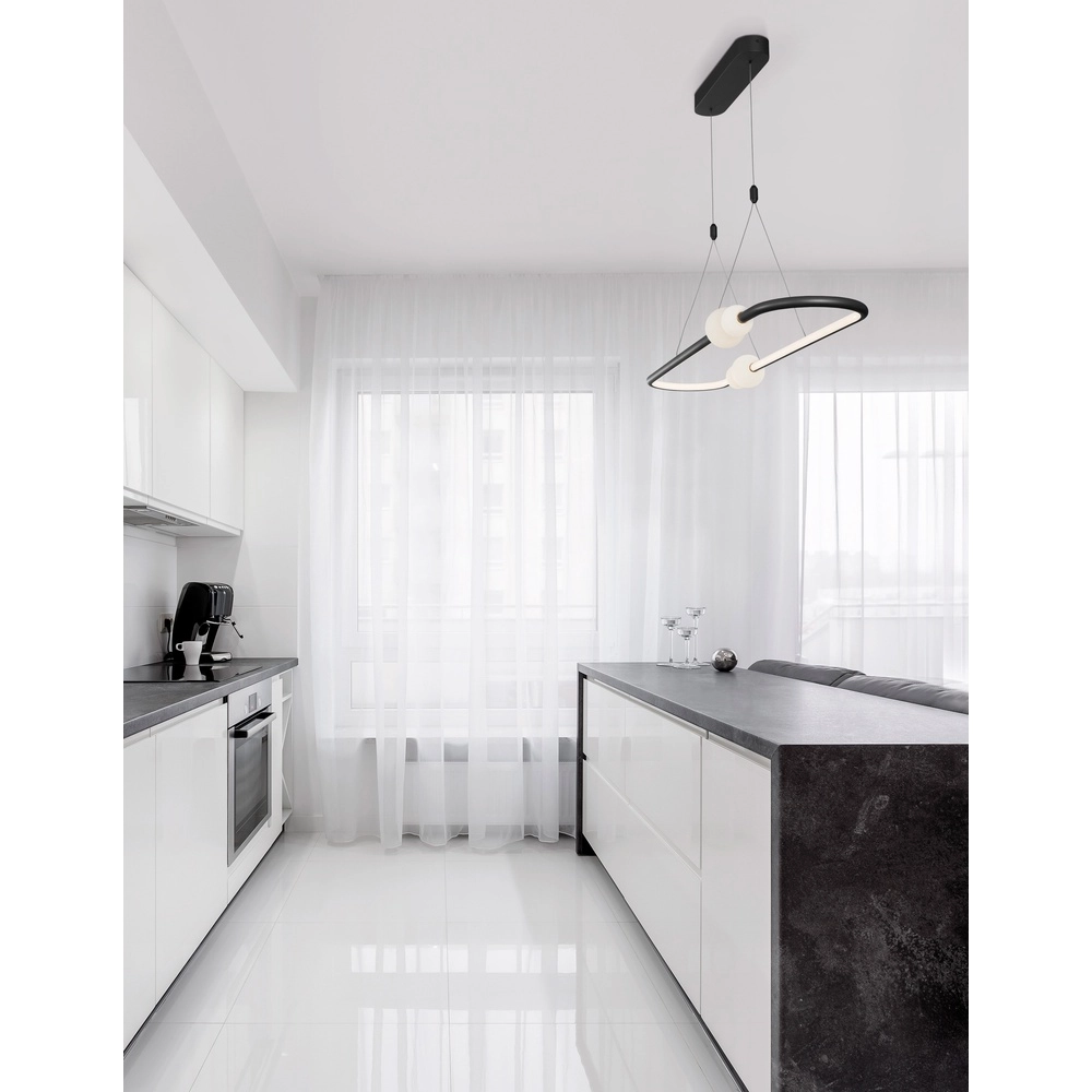 Suspension Celia Ovale noir et blanc Lyora 5212017429353