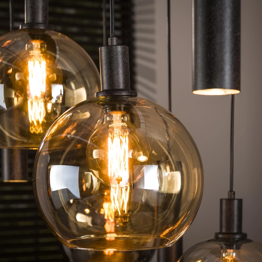 Lampe pendante de table à manger Sfera avec des boules et pendentifs en verre coloré Lyora 8716803512405