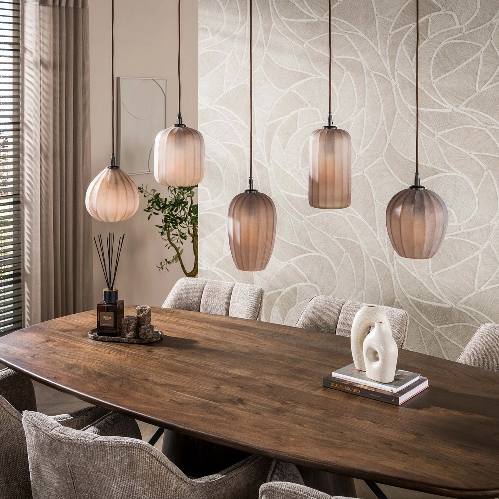 Lampe suspendue à 5 lumières Altura Sienne brun avec verre dépoli Lyora 8716803514867