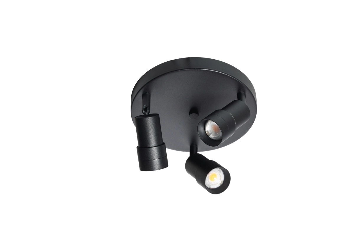 Spot monté en surface 3x LED Liam Noir - rond