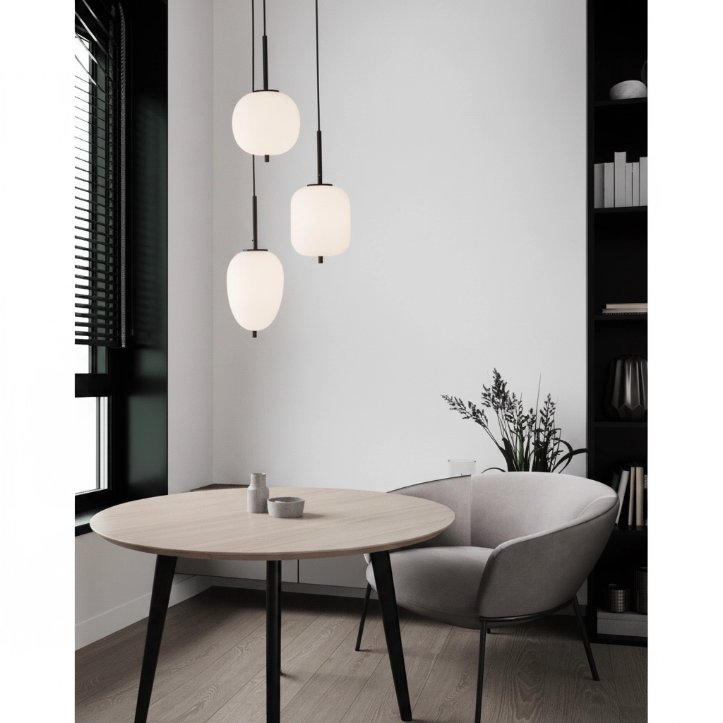 Lampe suspendue Lato 3 noirs clairs avec blanc
