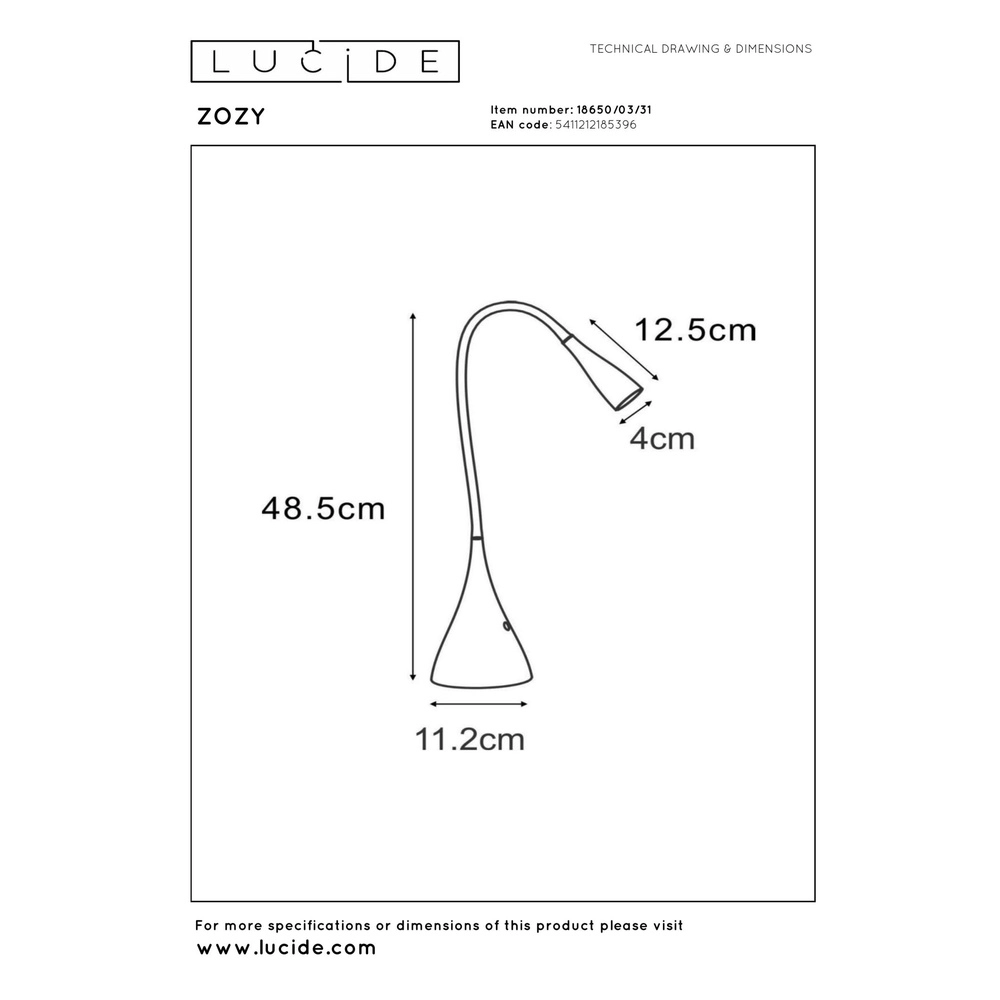 Lampe de bureau Zozy Blanc Lucide 5411212185396