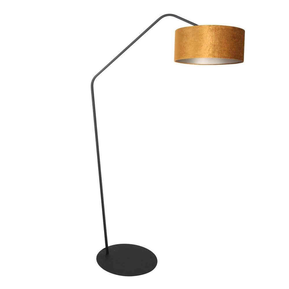 Lampadaire Zig-Zag noir avec abat-jour doré Ø 40cm Lampadaire Zig-Zag noir avec abat-jour doré Ø 40cm