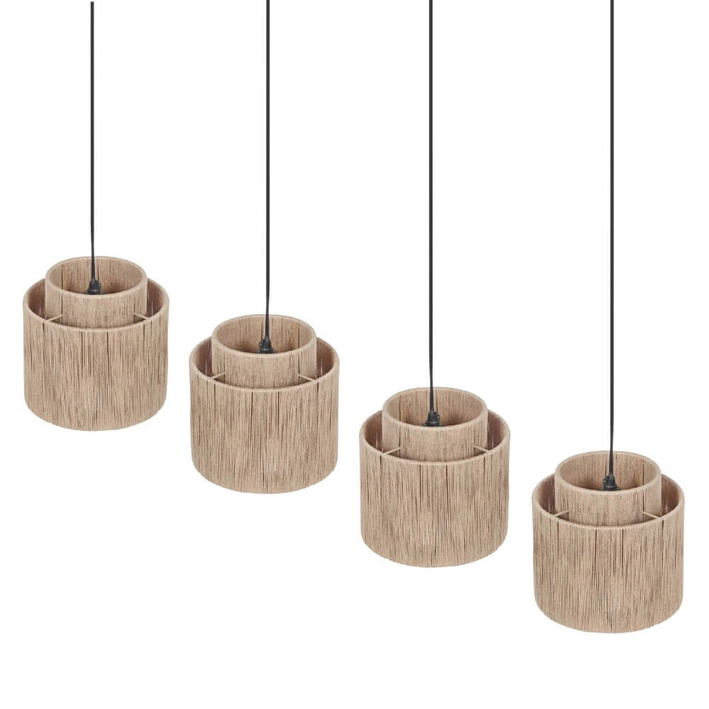 Lampe suspendue pour salle à manger Smilla avec capuchons en corde Trio 4017807617689