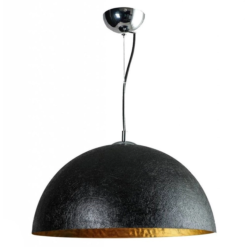 Lampe à suspension robuste Mezzo Tondo 50 cm noir avec or