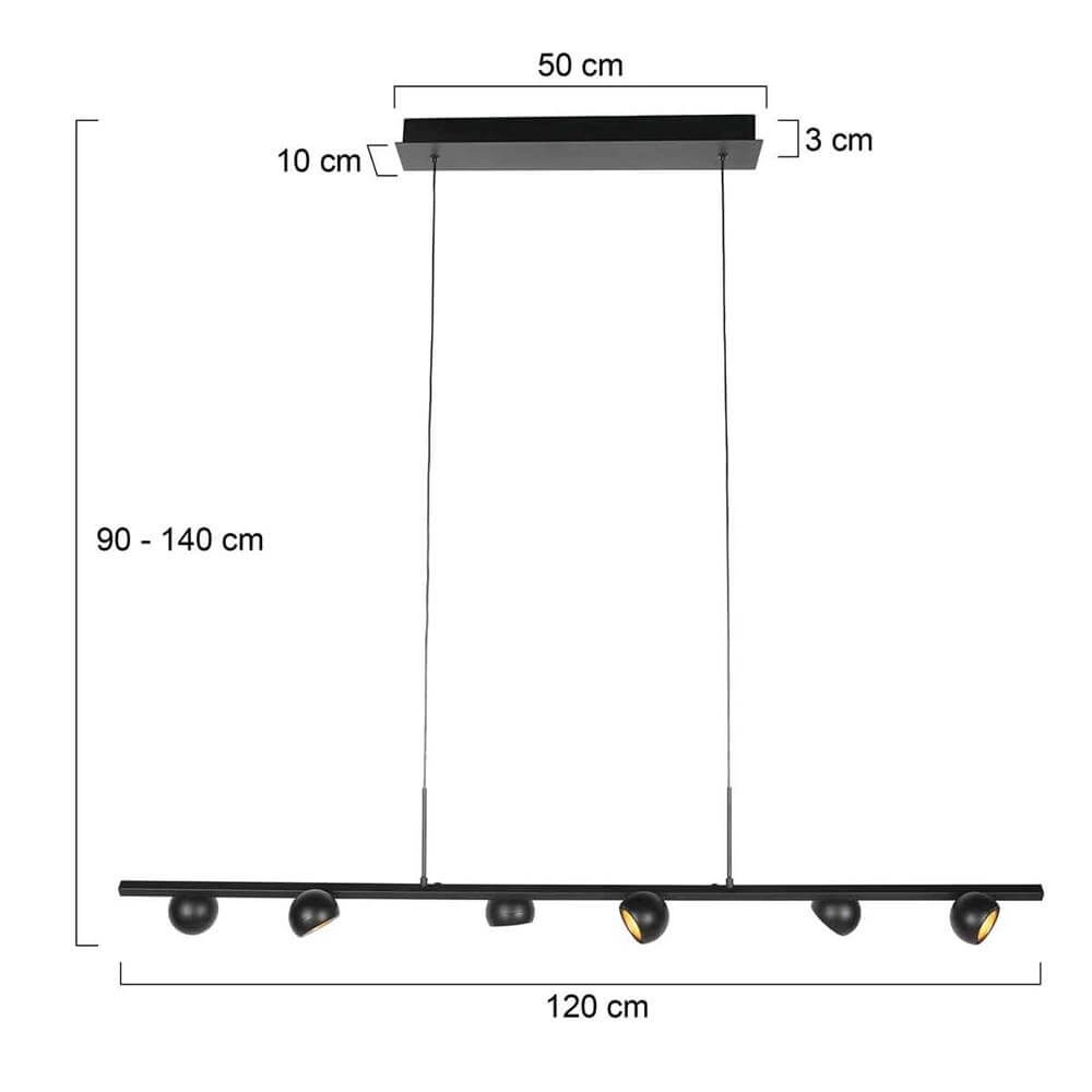 Suspension 6 lumières Marcadore noir droit Steinhauer 8712746176643