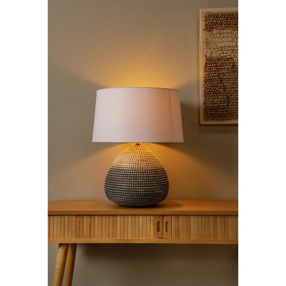 Lampe de table en herbe marine Maduka Ø 45cm - noir/brun avec teinte blanche Premium by Lucide 5411212106094