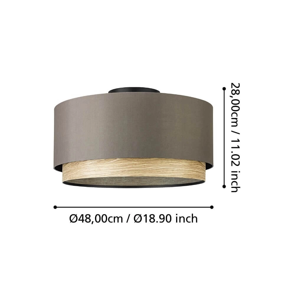 Plafonnier Marchena cappucino avec bois - Ø 48cm Stars of Light 9008606240050