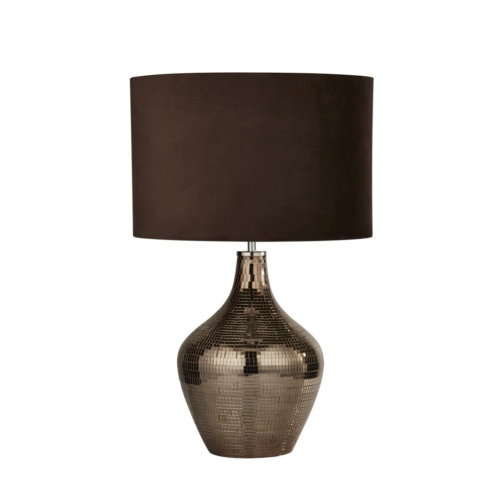Lampe de table rurale Table Mosaïque 30cm avec marron Searchlight 5053423161341
