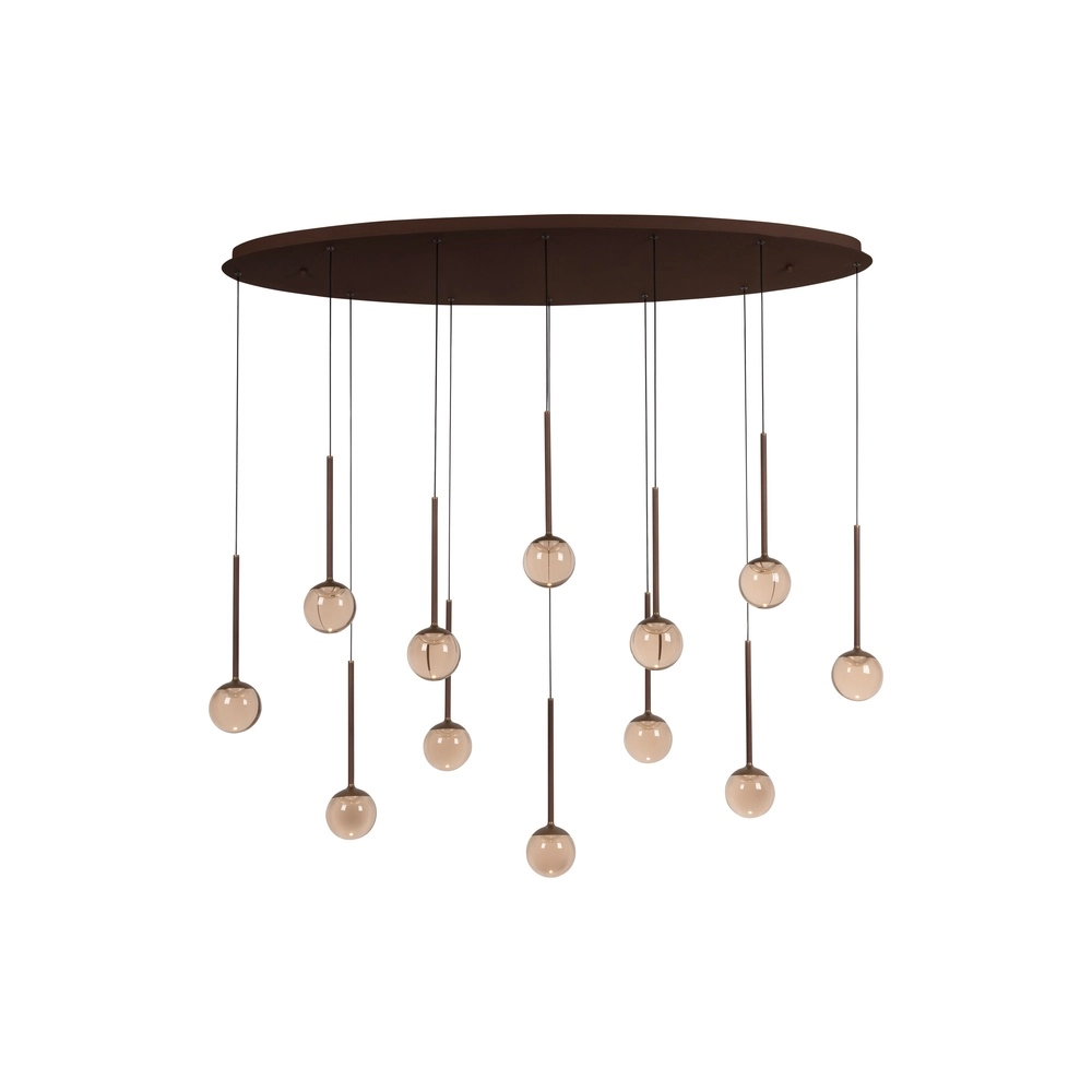 Lampe suspendue ovale Calina 12 lumières avec sphères ambrées Premium by Lucide 5411212242068