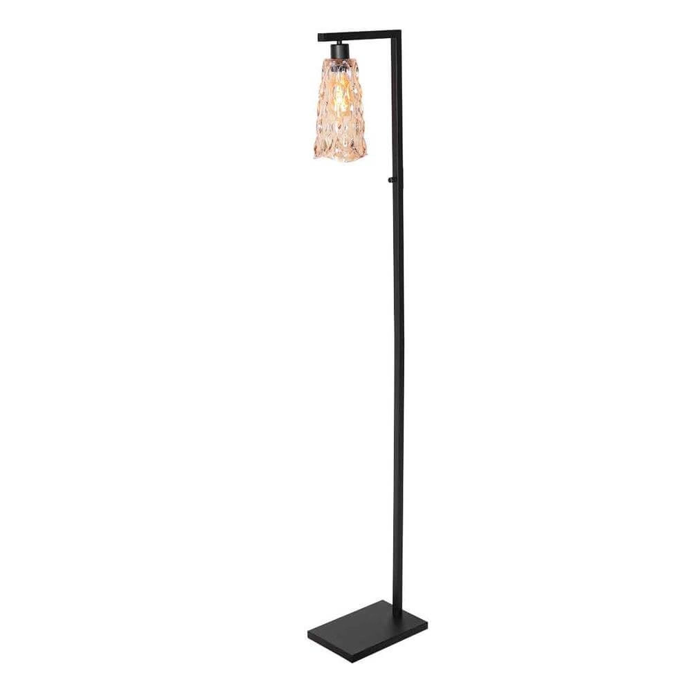 Lampadaire Vidrio noir avec verre ambré Steinhauer 8712746173741