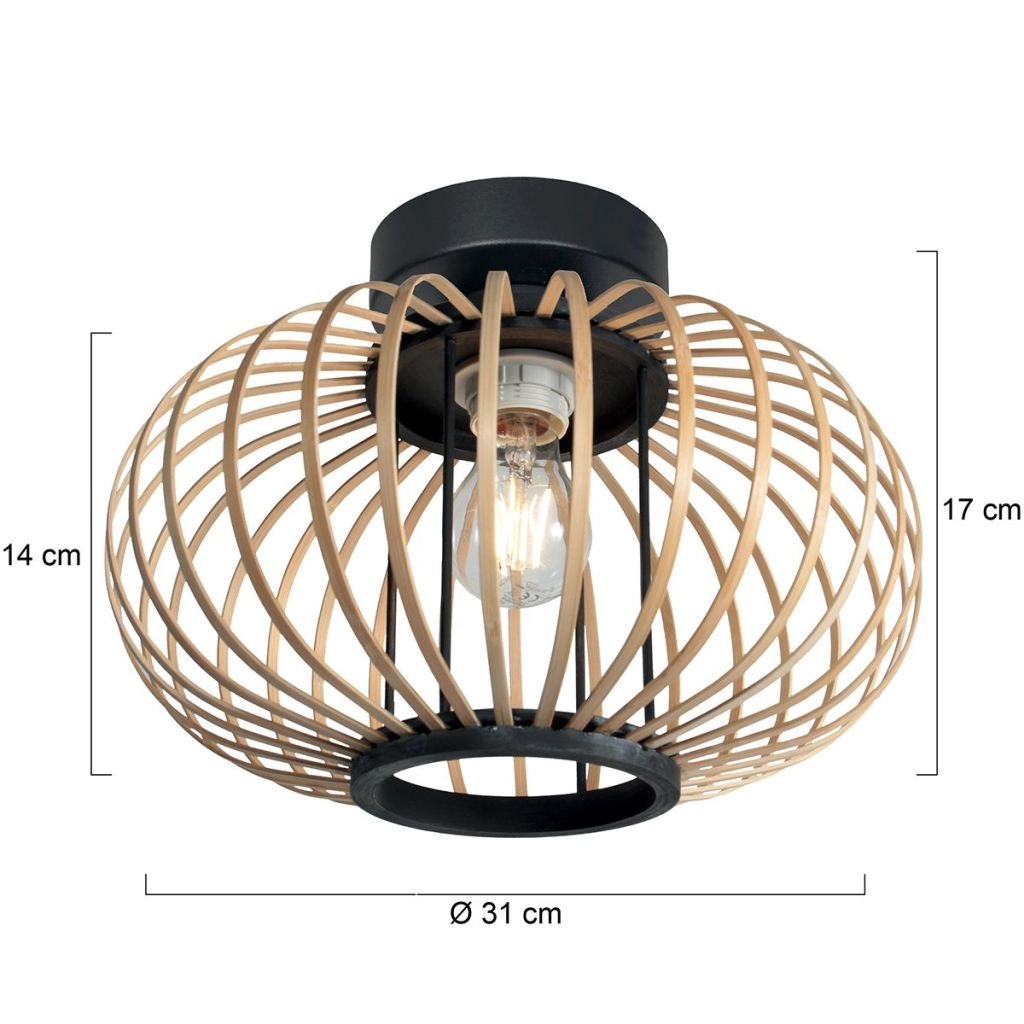 Lampe de plafond Silva avec une ombre en bambou Ø31 cm Steinhauer 8712746182965