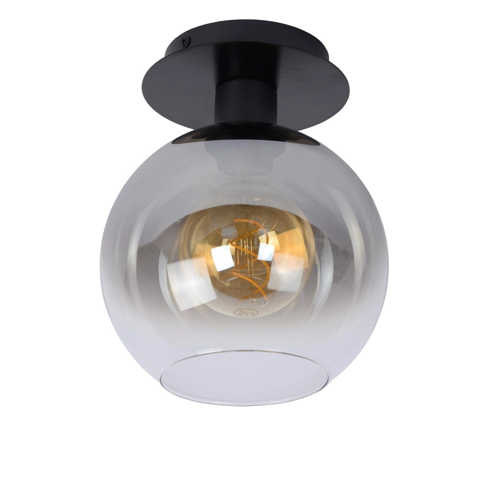Lampe de plafond Marius noir avec verre fumé