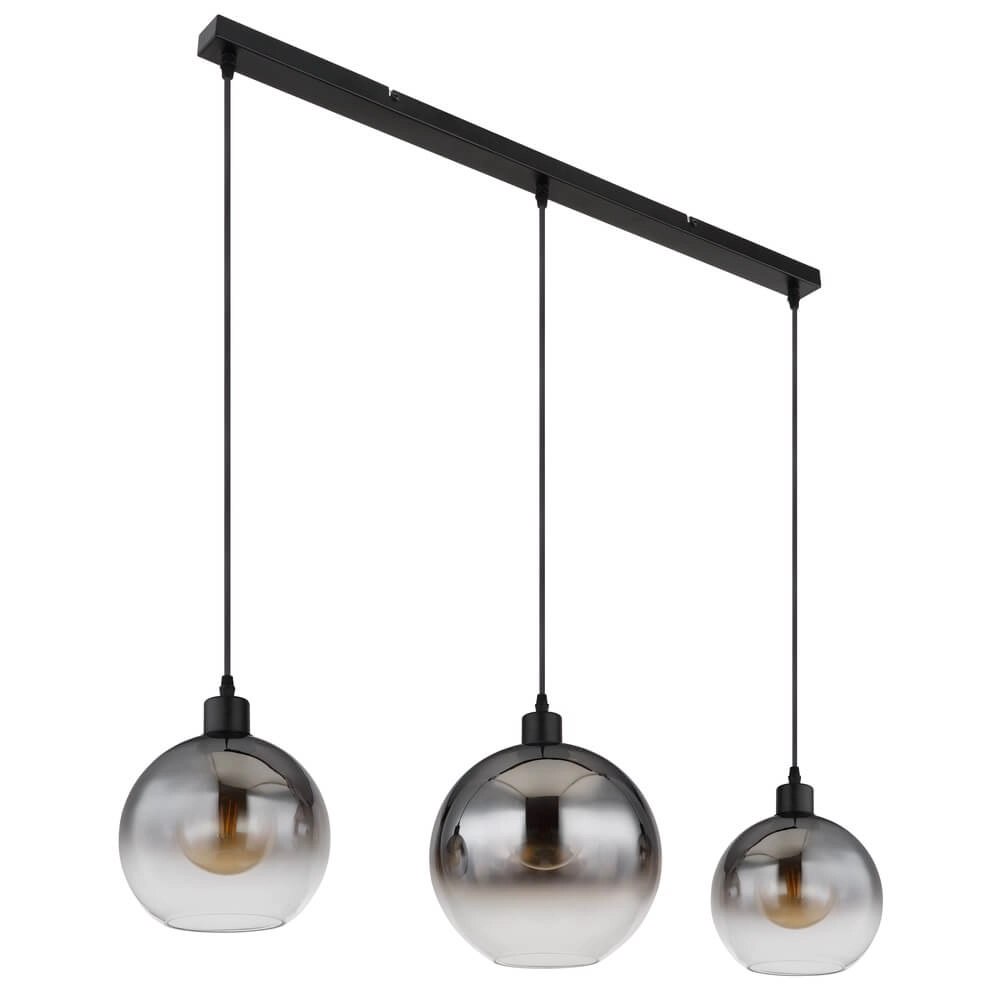Suspension noire Newcastle Sphère Smoke Glass 3 lumières Globo 9007371452798