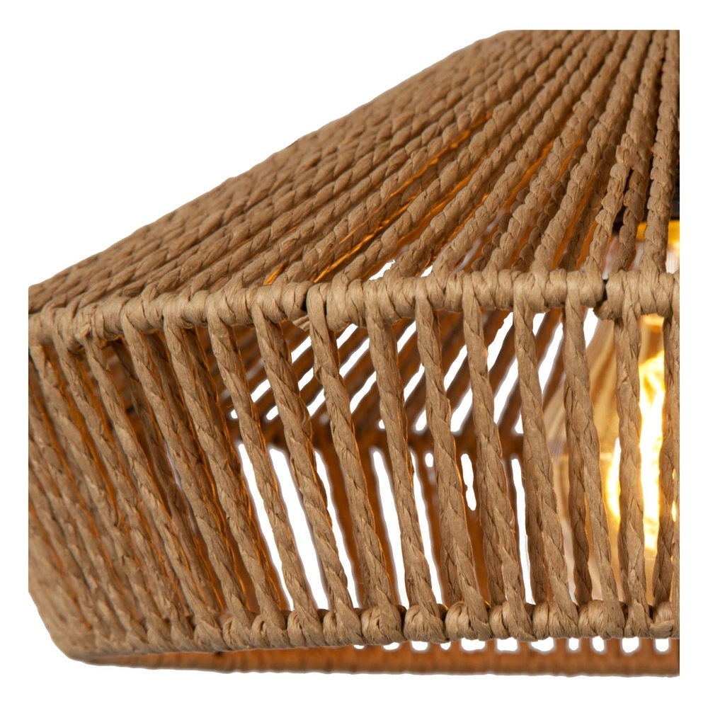 Lampe suspendue Yunkai Ø 60 cm noir avec rotin Lucide 5411212105714