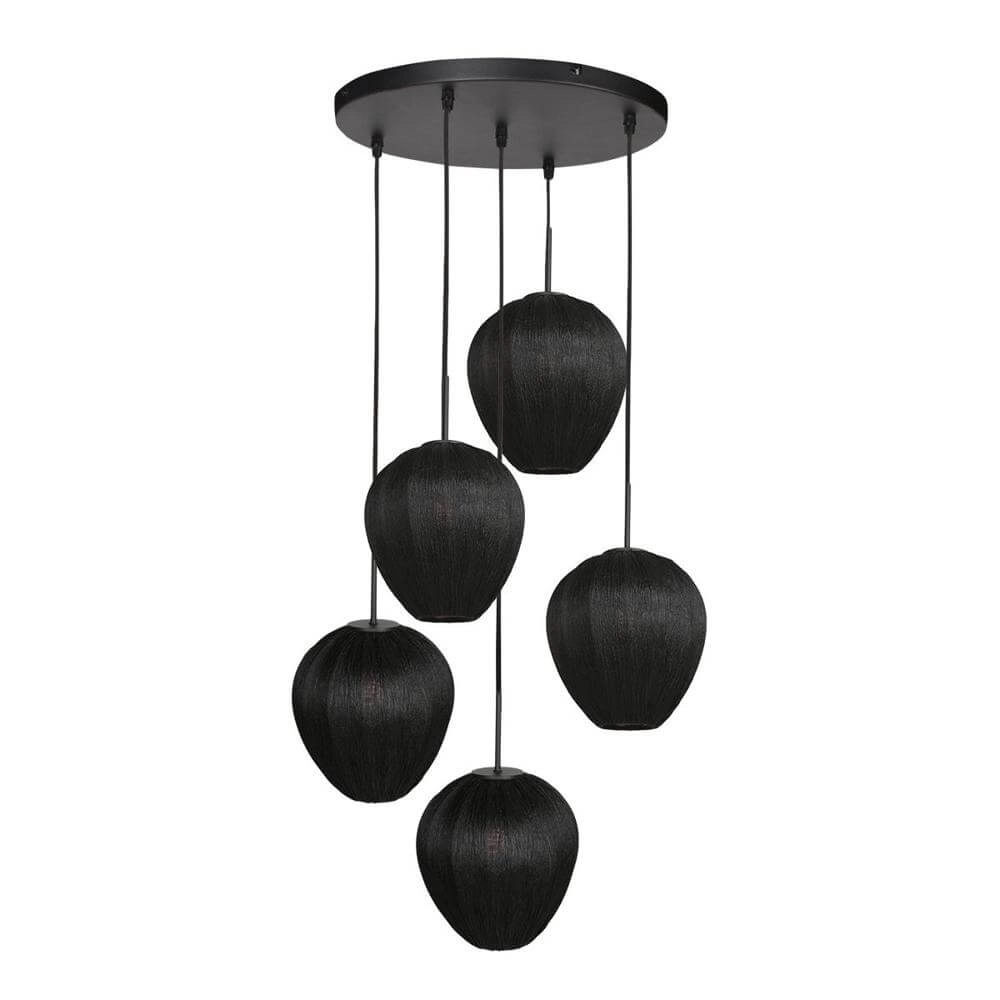 Suspension 5 lumières HaloSwap Casquettes rondes noires et noires Steinhauer 8712746179637