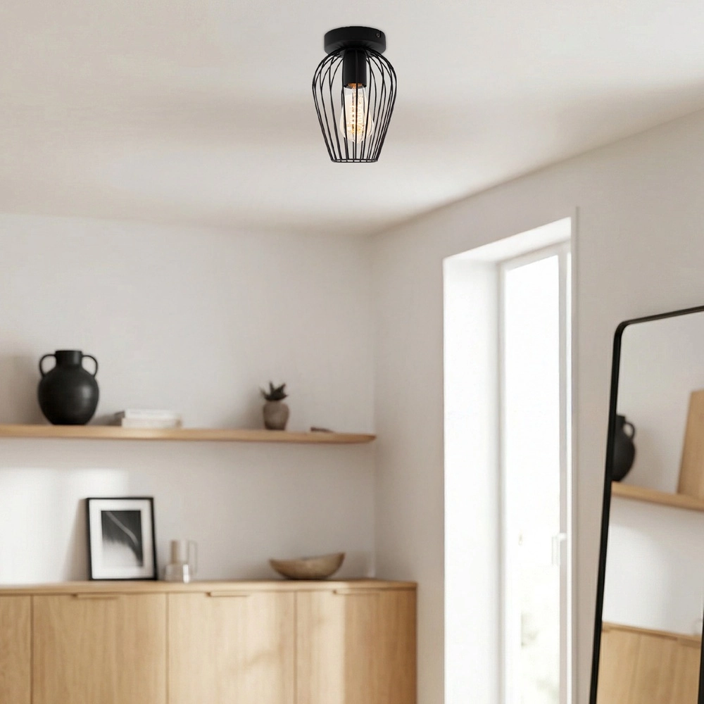 Lampe de plafond en fil de fer Newtown Ø 16cm - noir Eglo 9002759307790