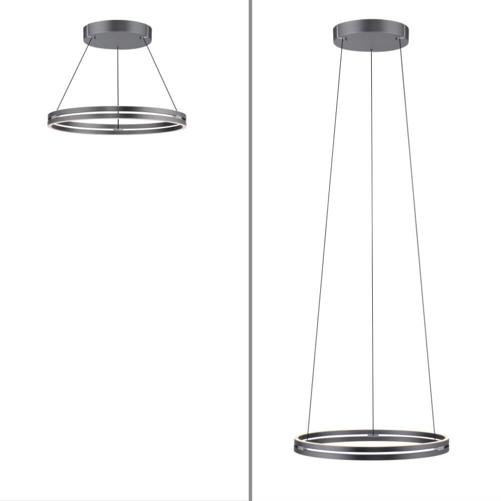 Lampe suspendue élégante Pure E-Loop gris Ø 70cm Paul Neuhaus 4012248372289