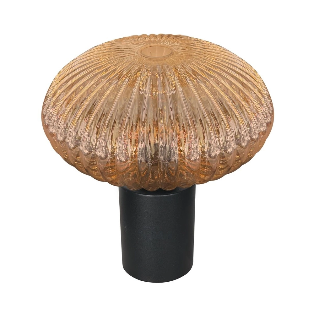 Lampe de table Bloeba noir avec verre ambré Lampe de table Bloeba noir avec verre ambré