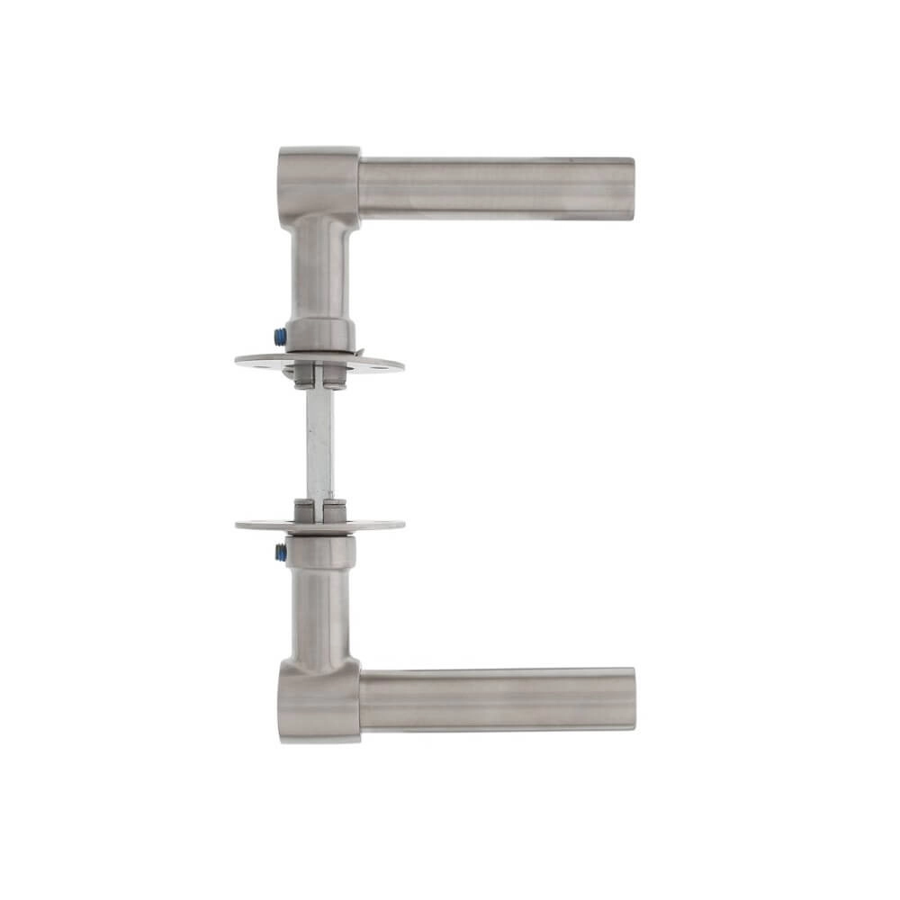 Poignée de porte modèle L/L Krucko avec rosace plate 2mm en acier inoxydable Intersteel 8714186461396