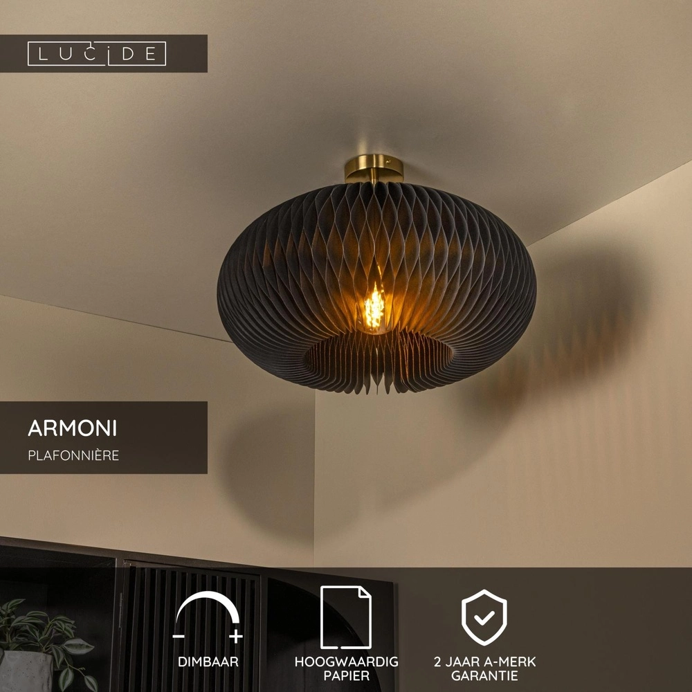 Éclairage de plafond Armoni Ø 52cm noir Lucide 5411212420978