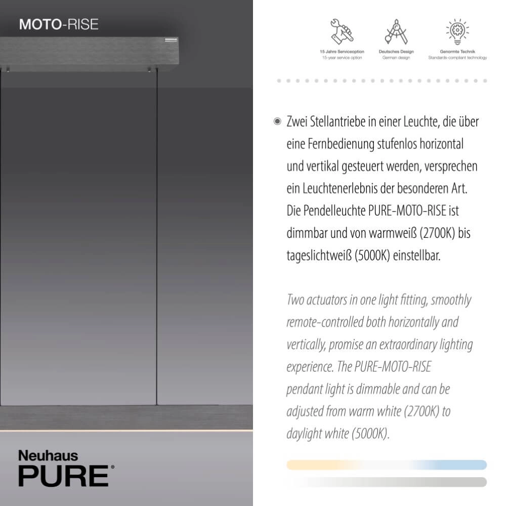 Lampe suspendue design Pure Moto-Rise gris Paul Neuhaus 4012248366653