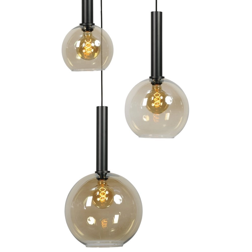 Lampe suspendue noire Bella 3 lumières avec ampoules en verre Masterlight 8718121257884
