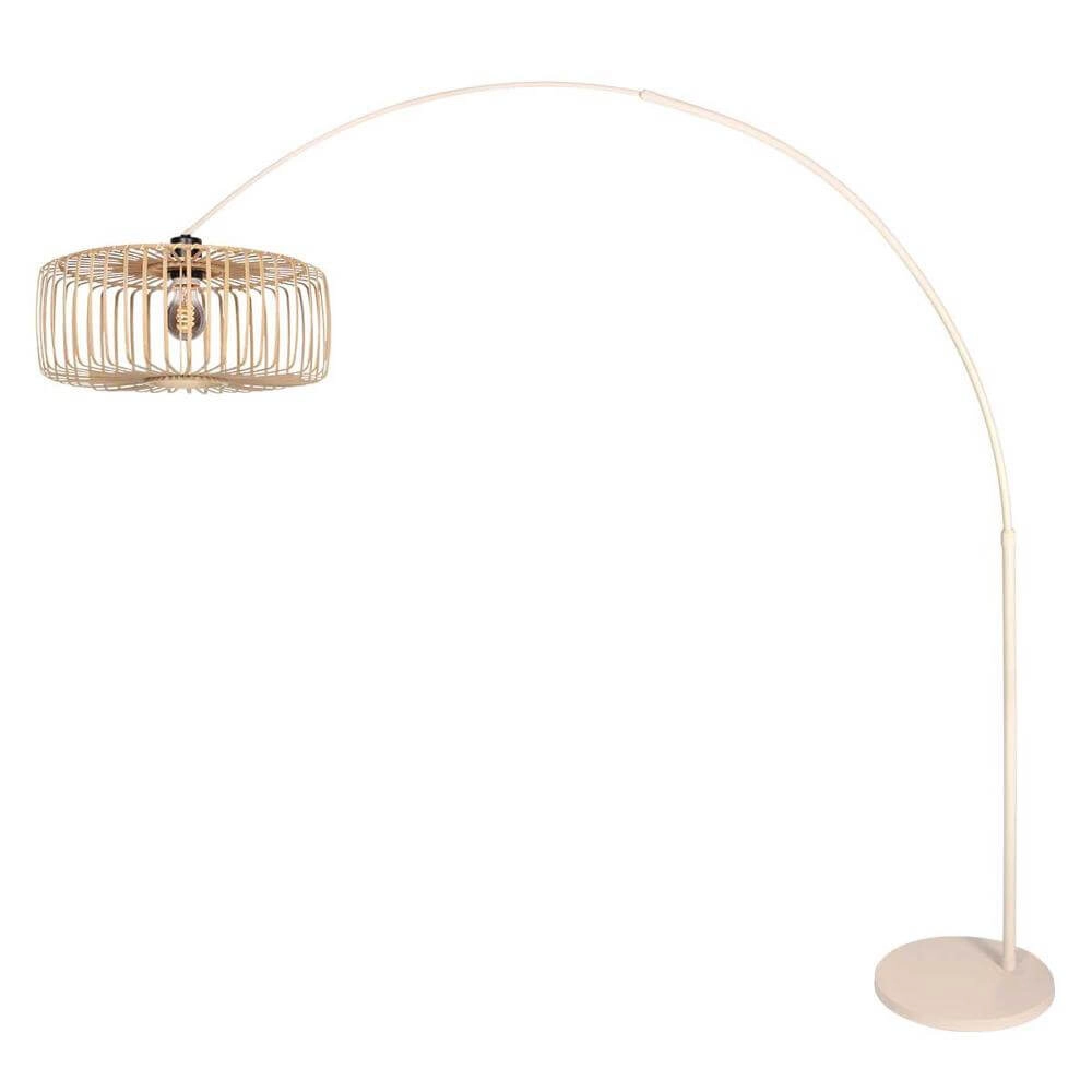 Lampe à arc Sparkled Light crème avec barre d’ombrage en bambou Ø 60cm Steinhauer 8712746180015
